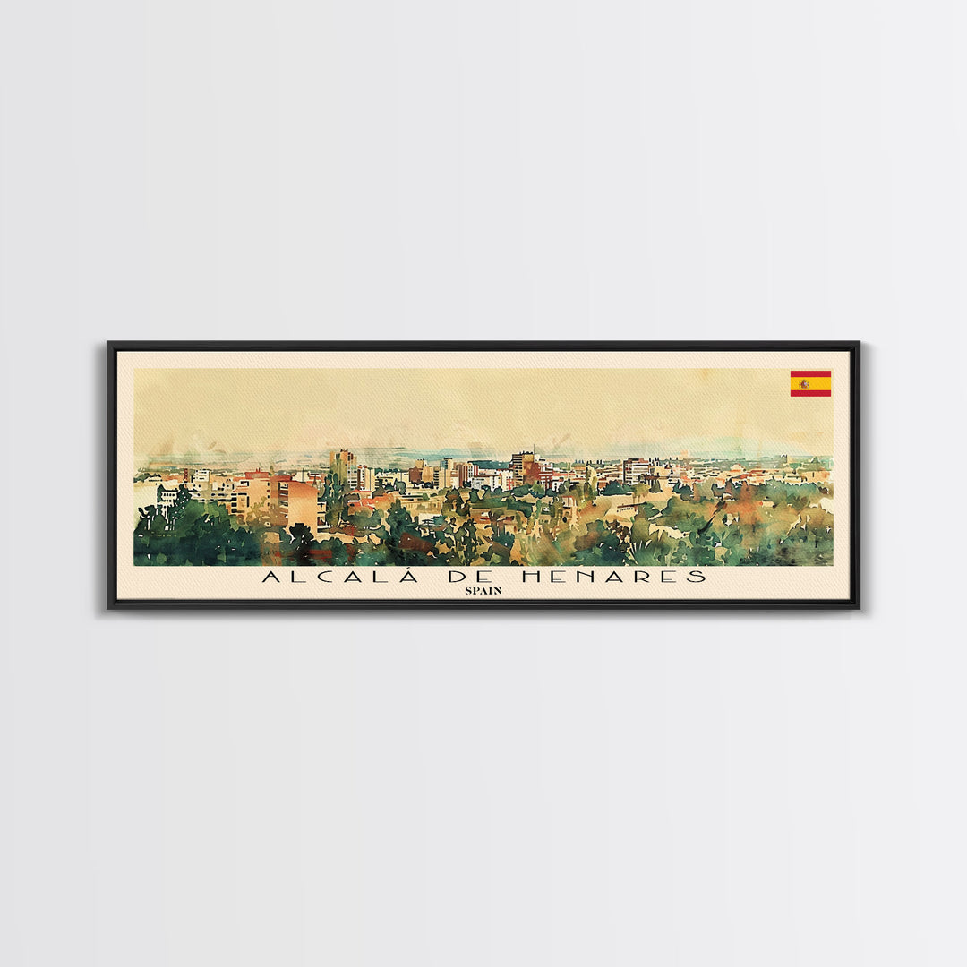 Alcalį Spain Travel Art, City Art, Framed Canvas Print or Metal Wall Art, Europe Travel Poster, Panoramic Wall Art, Extra Wide Wall Art