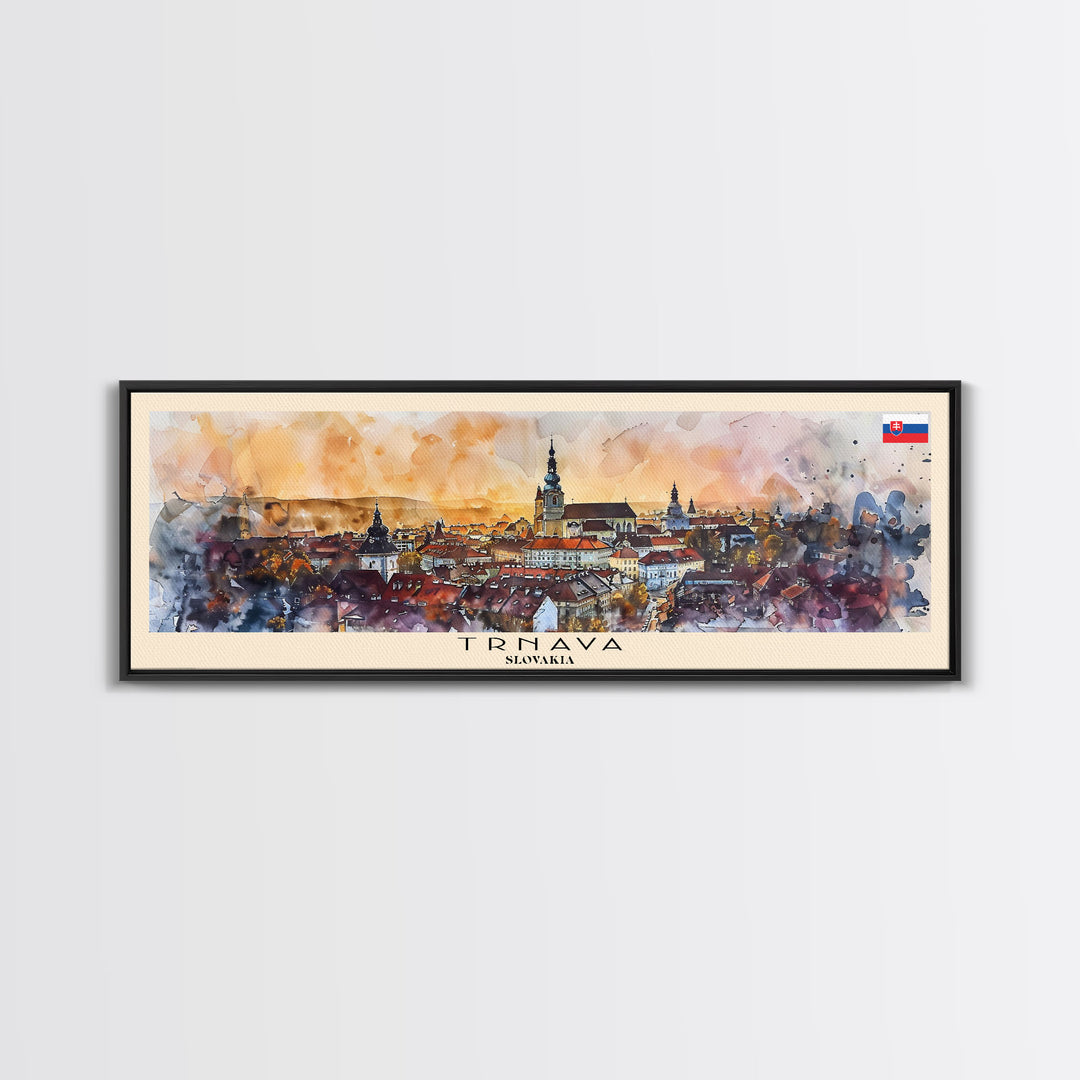 Trnava Slovakia Wall Art, Panoramic Travel Poster, Panoramic Framed Canvas Print, City Wall Art, Wall Hanging Home Decor, Travel Art