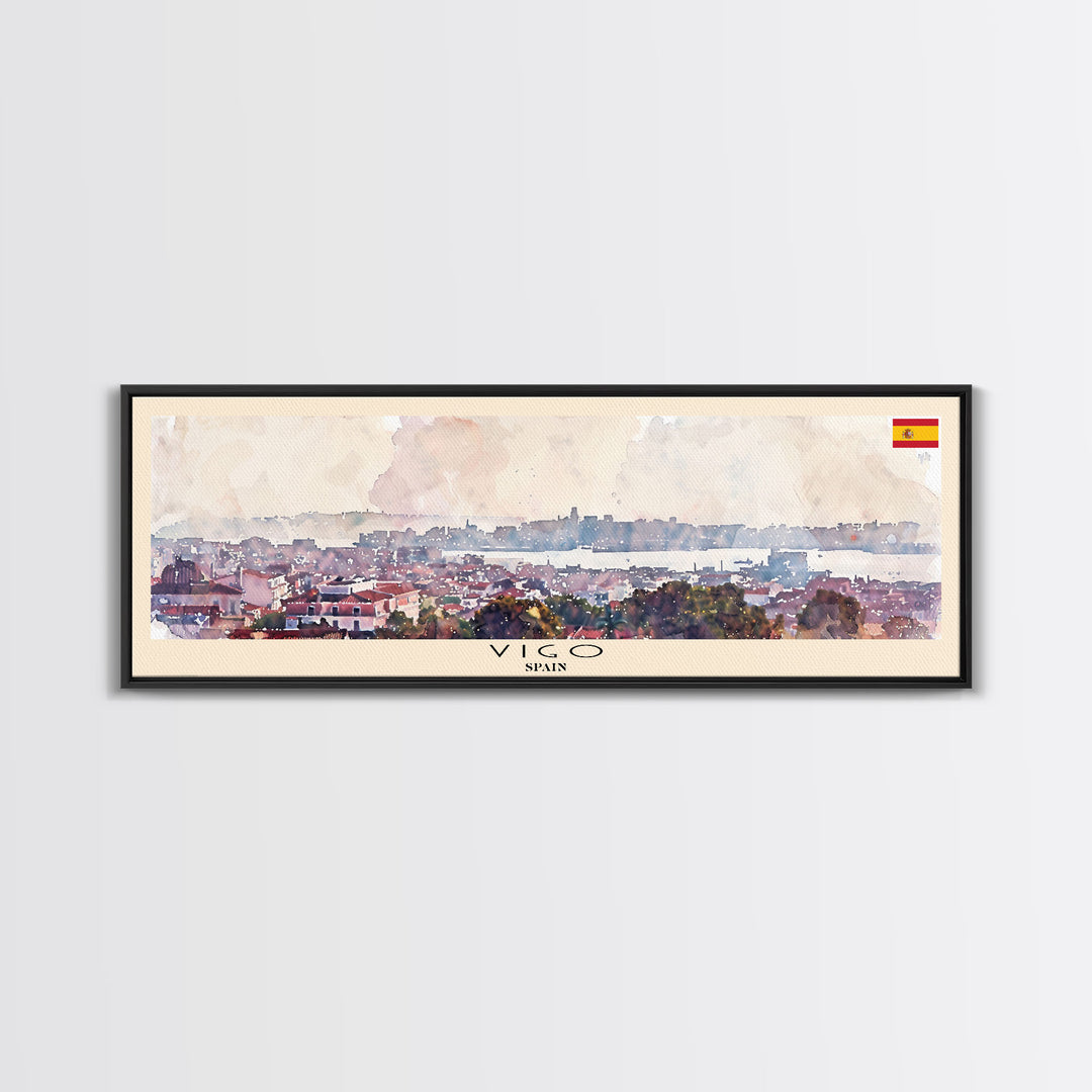 Vigo Spain Wall Art, Panoramic Travel Poster, Panoramic Framed Canvas Print, City Wall Art, Wall Hanging Home Decor, Travel Art