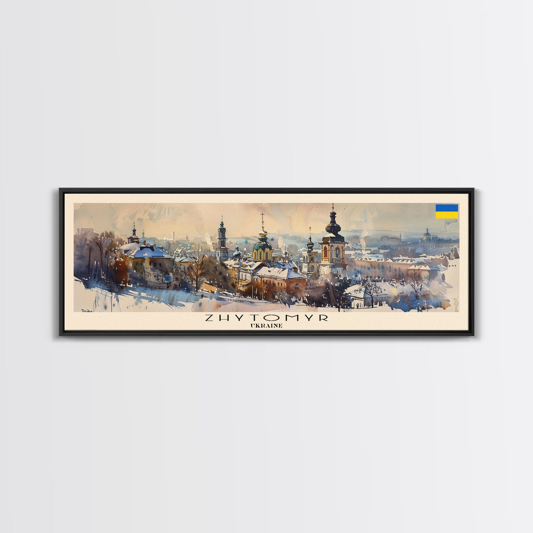 Zhytomyr Ukraine Travel Art, City Art, Framed Canvas Print or Metal Wall Art, Europe Travel Poster, Panoramic Wall Art, Extra Wide Wall Art