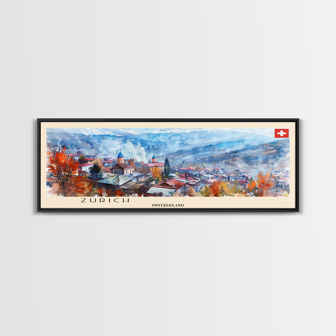 Zugdidi Georgia Travel Print Wall Art, Panoramic City Art, Travel Art, Wall Decor, Vacation Gift, Framed Canvas Print Or Metal Art