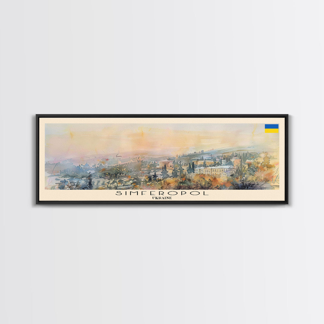 Simferopol Ukraine Panoramic Travel Poster, Framed Canvas Print or Metal Wall Art, Travel Art, Home Decor, Panoramic Painting, Midcentury Art