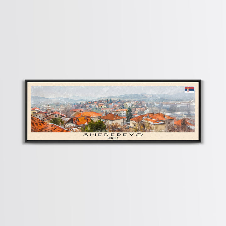 Smederevo Serbia Travel Print Wall Art, Panoramic City Art, Travel Art, Wall Decor, Vacation Gift, Framed Canvas Print Or Metal Art