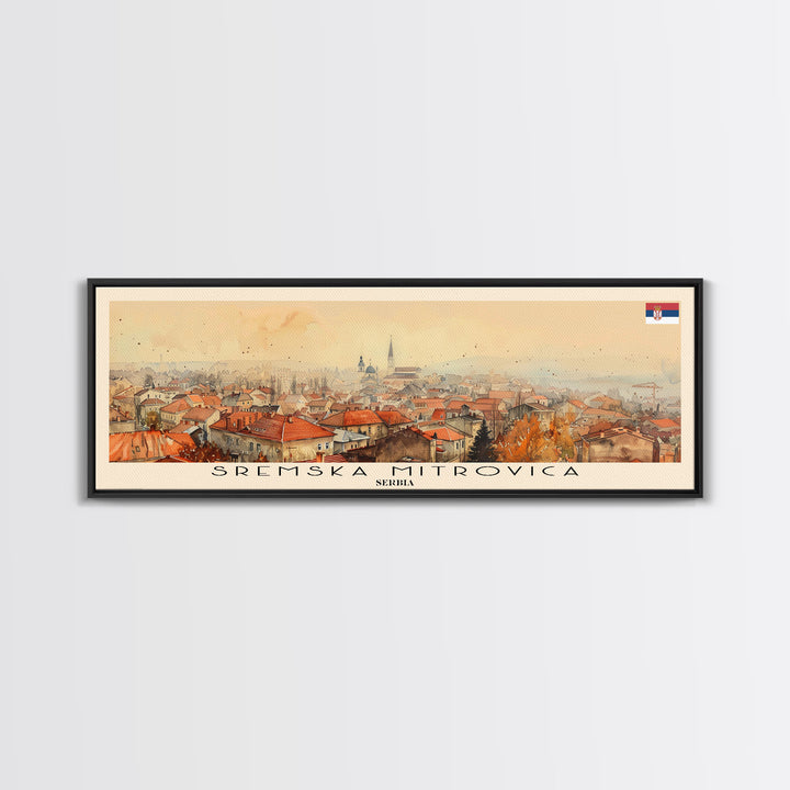 Sremska Mitrovica Serbia Travel Art, City Art, Framed Canvas Print or Metal Wall Art, Europe Travel Poster, Panoramic Wall Art, Extra Wide Wall Art