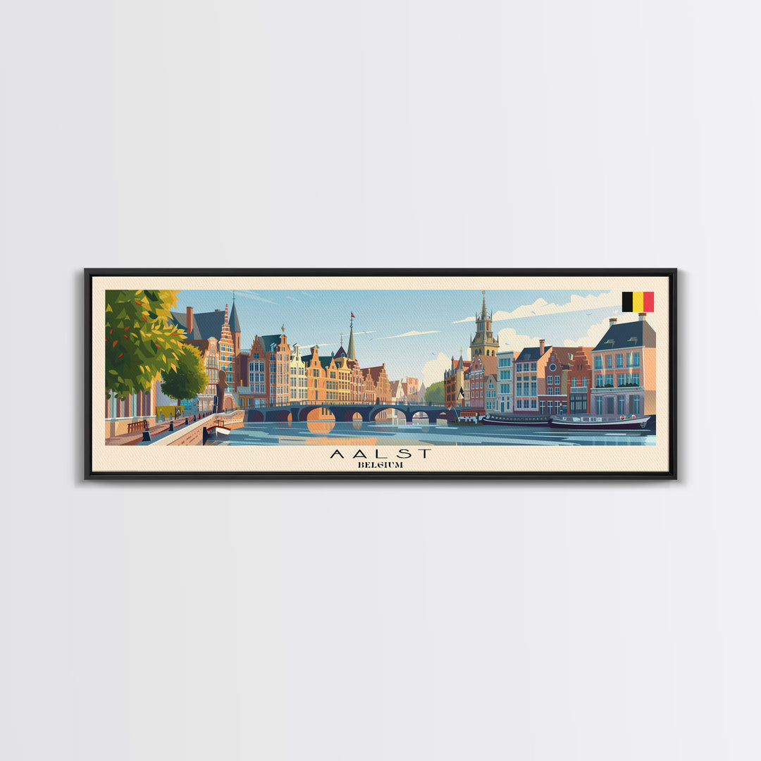 Aalst Belgium Travel Print Wall Art, Panoramic City Art, Travel Art, Wall Decor, Vacation Gift, Framed Canvas Print Or Metal Art