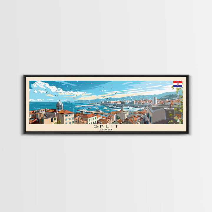 Split Croatia Travel Print Wall Art, Panoramic City Art, Travel Art, Wall Decor, Vacation Gift, Framed Canvas Print Or Metal Art