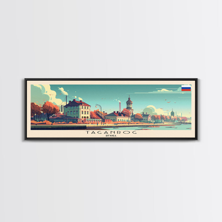 Taganrog Russia Travel Art, City Art, Framed Canvas Print or Metal Wall Art, Europe Travel Poster, Panoramic Wall Art, Extra Wide Wall Art