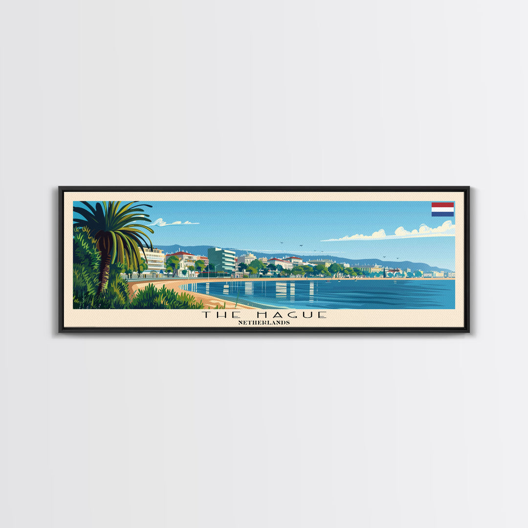 The Hague Netherlands Travel Print Wall Art, Panoramic City Art, Travel Art, Wall Decor, Vacation Gift, Framed Canvas Print Or Metal Art