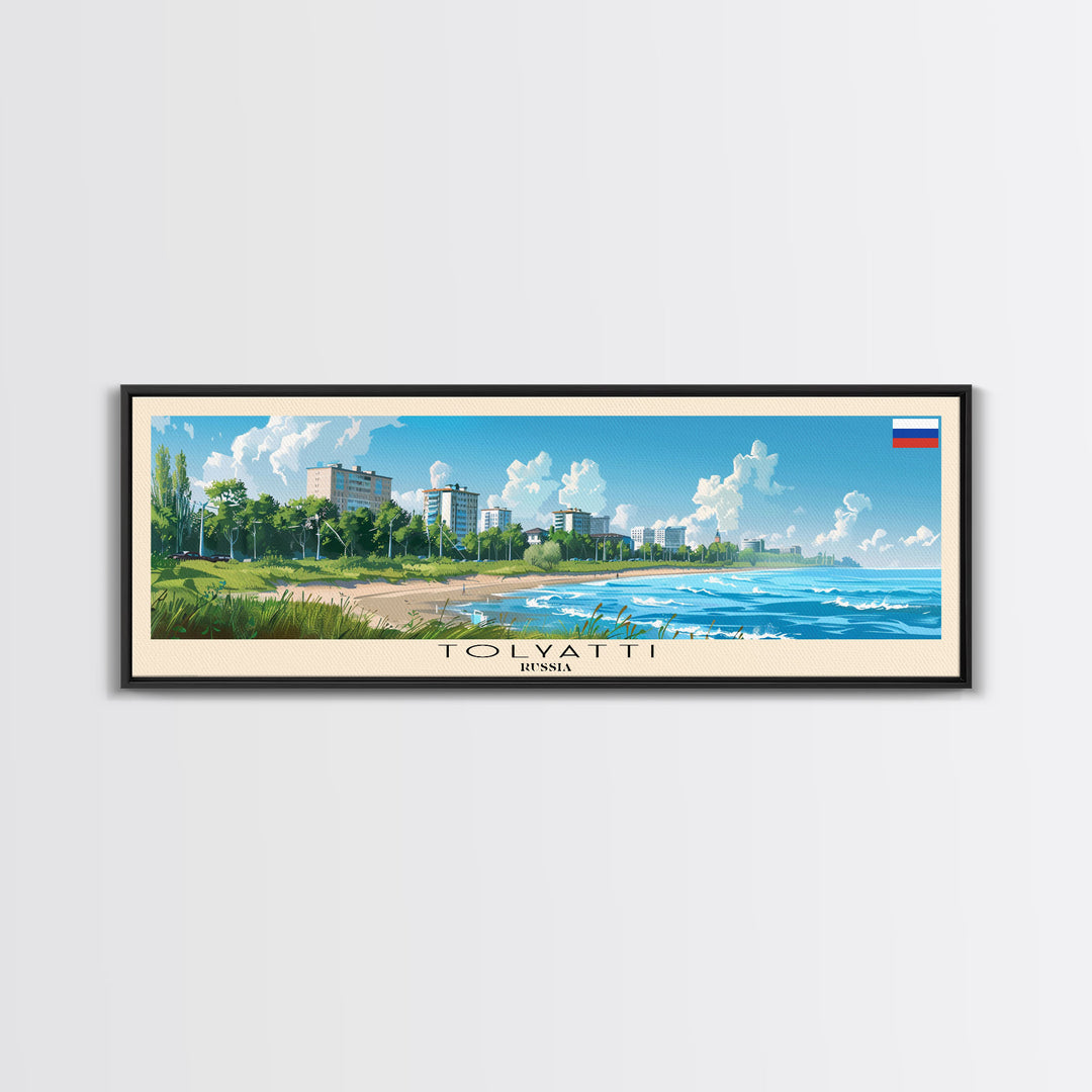 Tolyatti Russia Panoramic Travel Poster, Framed Canvas Print or Metal Wall Art, Travel Art, Home Decor, Panoramic Painting, Midcentury Art