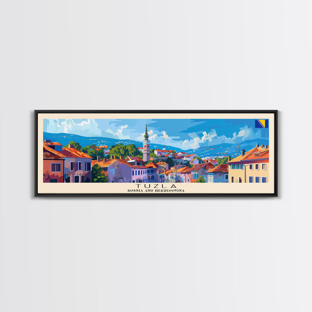 Tuzla Bosnia Travel Print Wall Art, Panoramic City Art, Travel Art, Wall Decor, Vacation Gift, Framed Canvas Print Or Metal Art