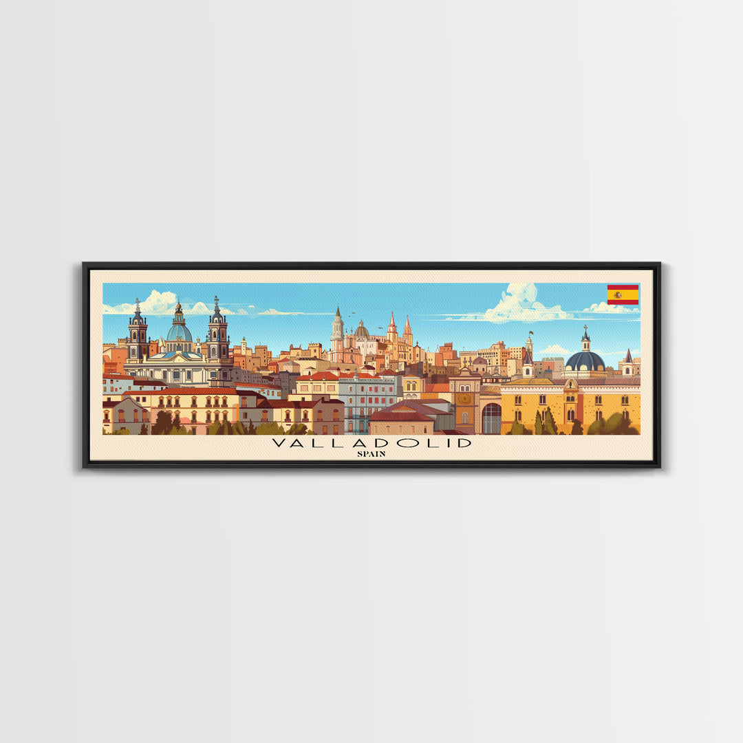 Valladolid Spain Wall Art, Panoramic Travel Poster, Panoramic Framed Canvas Print, City Wall Art, Wall Hanging Home Decor, Travel Art