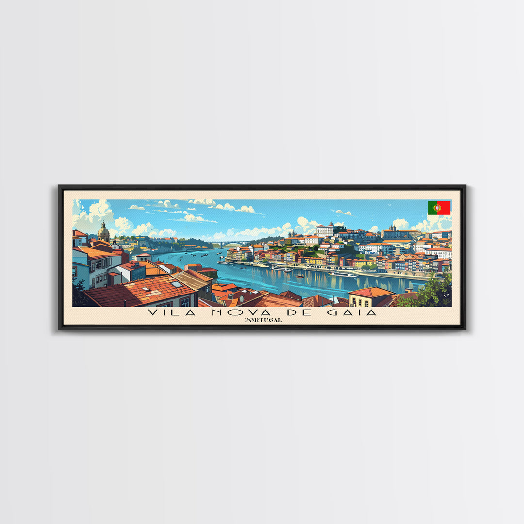 Vila Nova de Gaia Portugal Travel Print Wall Art, Panoramic City Art, Travel Art, Wall Decor, Vacation Gift, Framed Canvas Print Or Metal Art