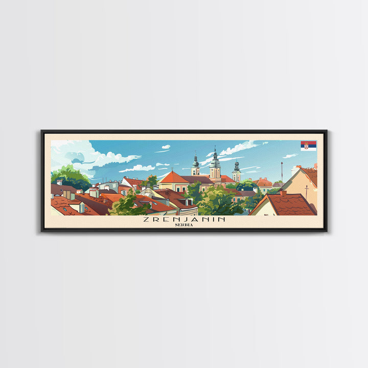 Zrenjanin Serbia Wall Art, Panoramic Travel Poster, Panoramic Framed Canvas Print, City Wall Art, Wall Hanging Home Decor, Travel Art