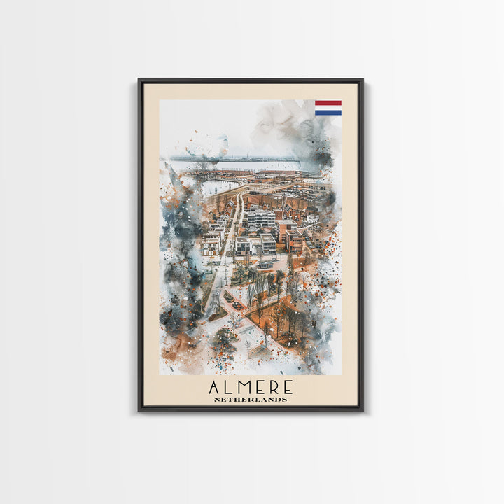 Almere Netherlands Modern City Travel Poster Art, Framed Canvas Print, Unique Wall Art for Living Room, Bedroom Decor, Home Decoration