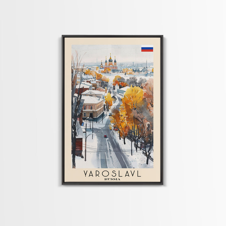 Yaroslavl Russia Travel Poster Framed Canvas Print, Watercolor Painting, Scenic Wall Art, Home Decor, Russian Landscape, Perfect Gift Idea