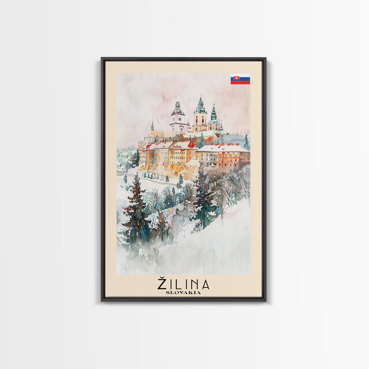 Žilina Slovakia Winter Wonderland Art Print, Charming Town Canvas Print for Home Decor, Travel Poster for Living Room Wall Art, Slovakian Scene