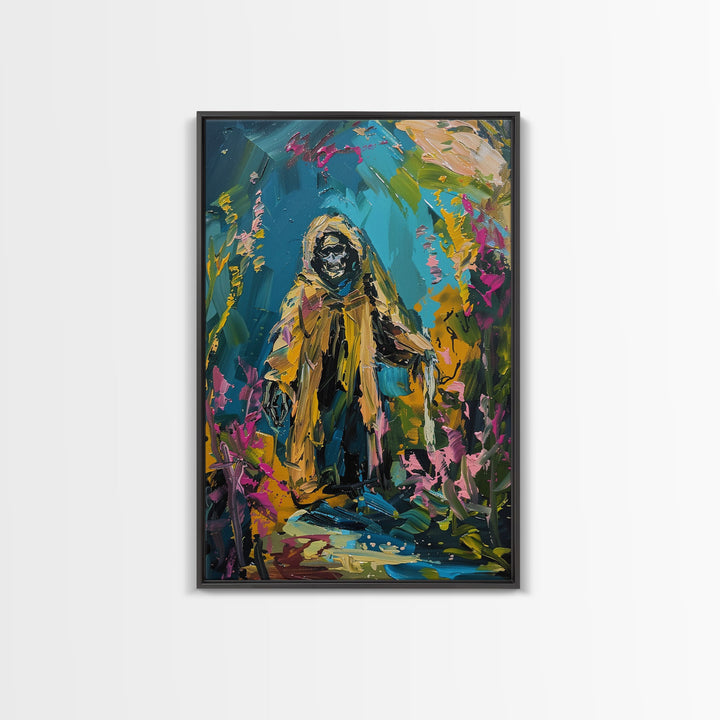 The Ghost Fisherman, Creepy Halloween Art, Framed Canvas Print