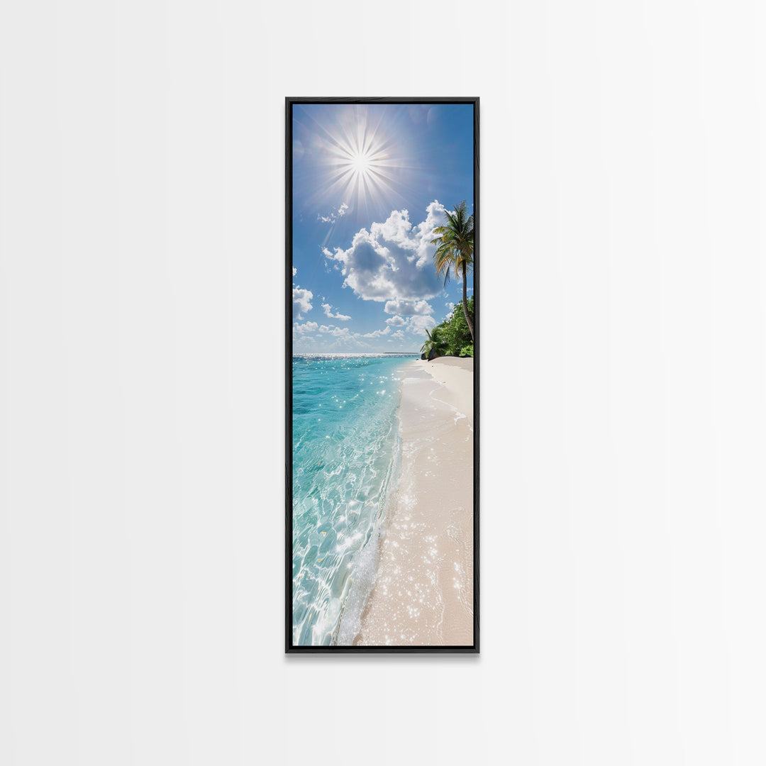 Tranquil Crystal Clear Ocean Water and Sky Landscape Photography, Stunning Framed Canvas Print for Beach Themed Wall Art Lovers