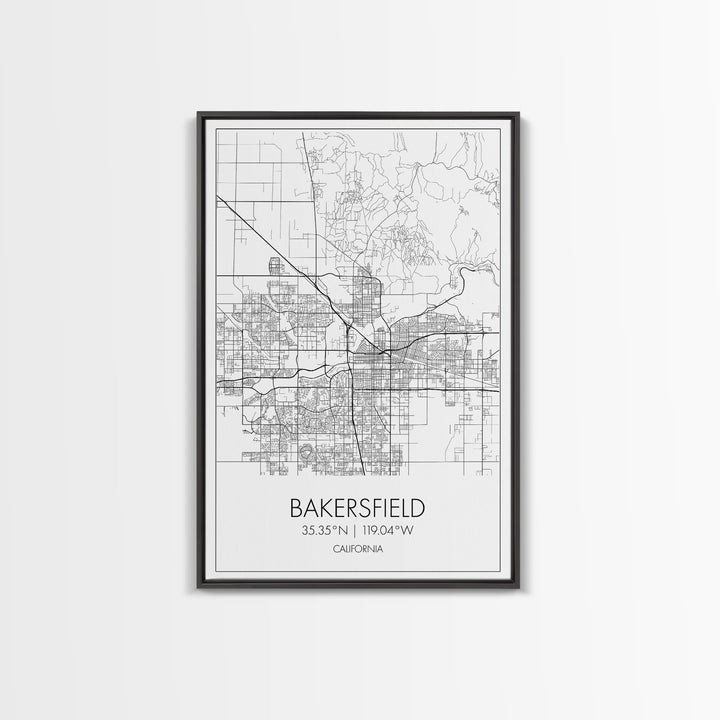 Bakersfield Street Map, California Map, City Wall Art, Home Wall Décor, Wife Gift, Minimalist Art, Wall Art, Canvas Print, Canvas Wall Art