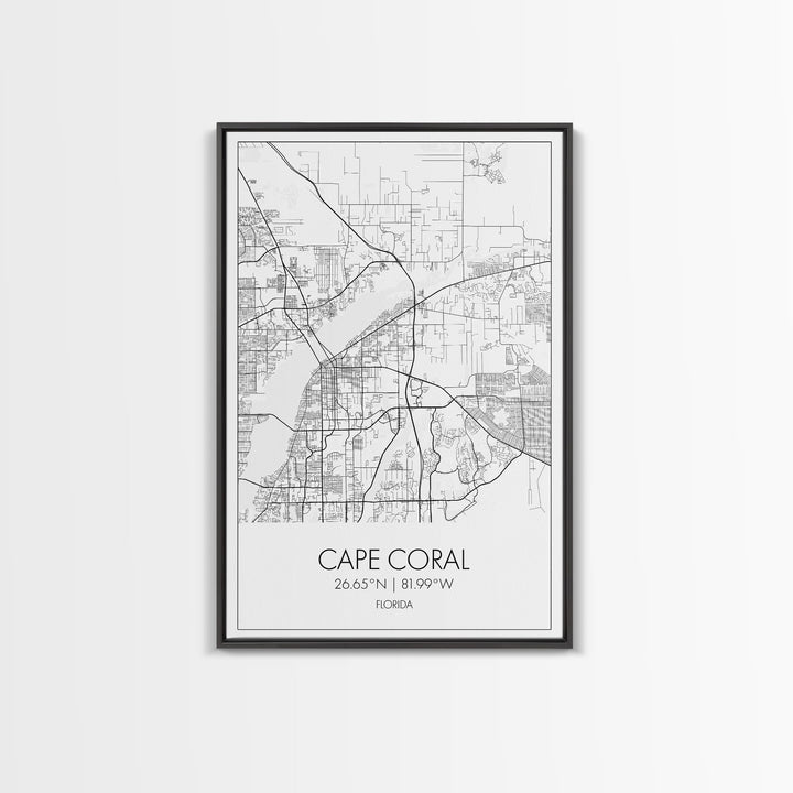 Cape Coral Street Map, Florida Map, City Map Art, Modern Art, Wall Art, Canvas Print, Canvas Wall Art, Travel Gifts For Men, Apartment Décor