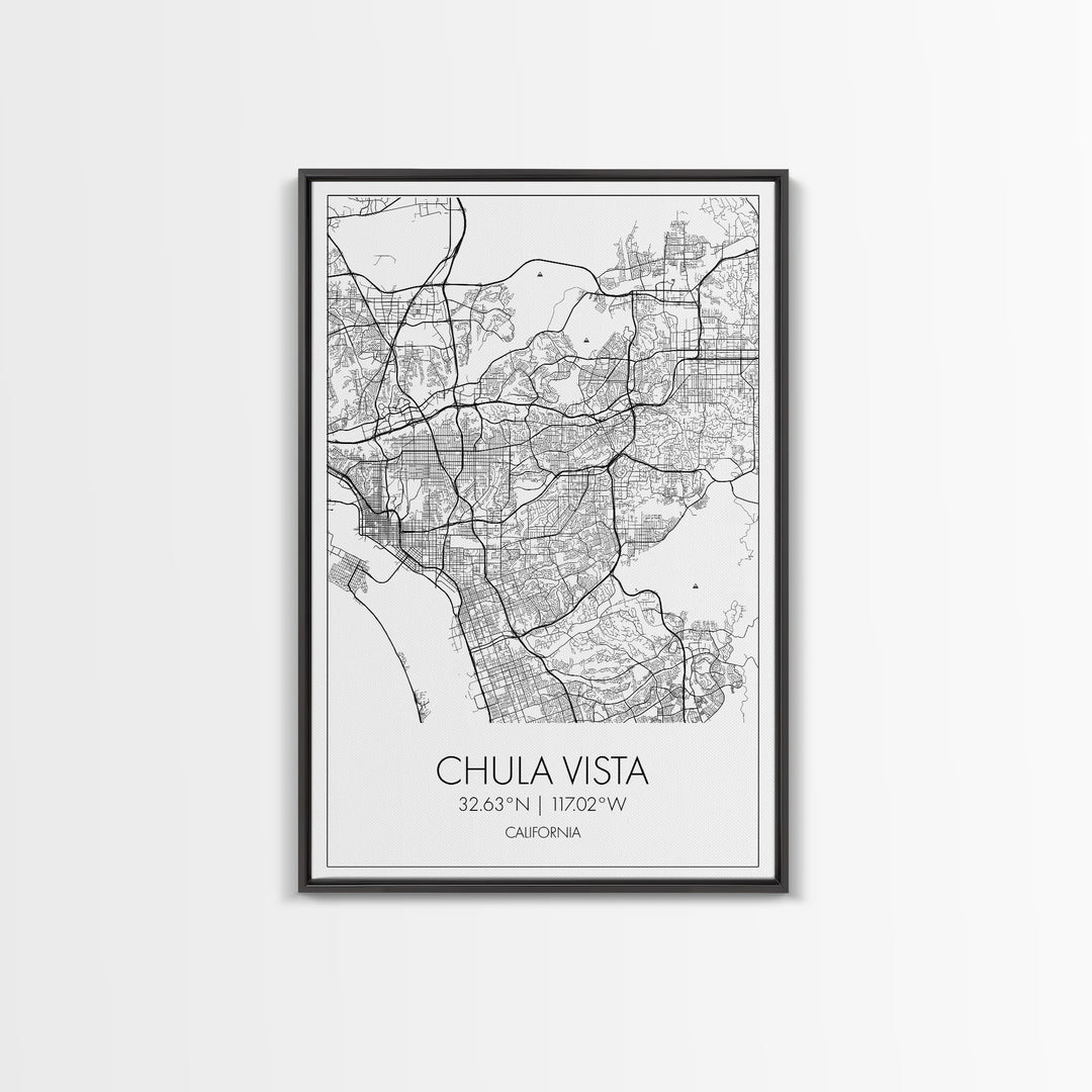 Chula Vista Street Map, California Map, City Map Art, Modern Art, Wall Art, Canvas Print, Canvas Wall Art, Living Room Wall Art, Travel Art