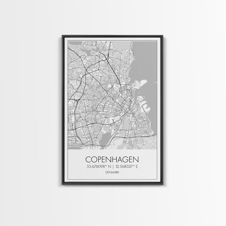 Copenhagen Street Map, Denmark Map, Europe City Map Art, Minimalist Art, Wall Art, Canvas Print, Travel Wall Art, Pilots Gift. Home Décor