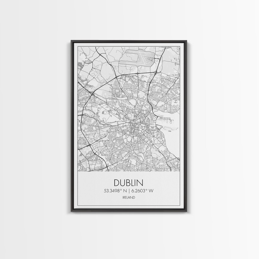 Dublin Street Map, Ireland Map, Europe City Map Art, Minimalist Art, Wall Art, Canvas Print, Pilot Gifts, Travel Wall Art, Above Bed Décor