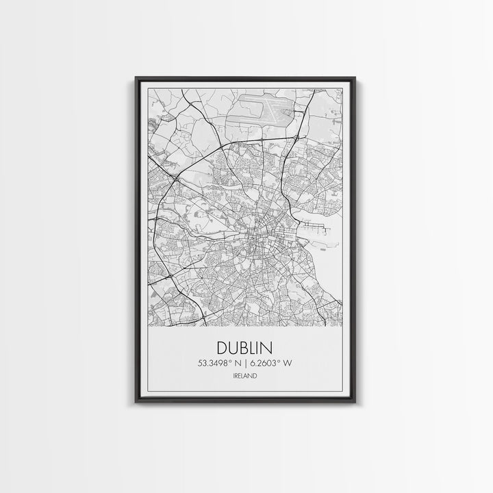 Dublin Street Map, Ireland Map, Europe City Map Art, Minimalist Art, Wall Art, Canvas Print, Pilot Gifts, Travel Wall Art, Above Bed Décor