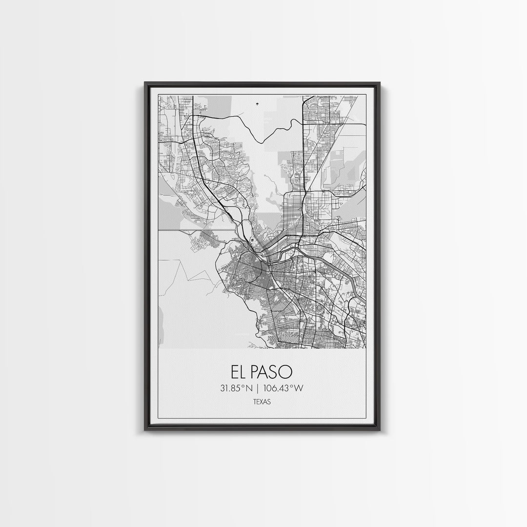 El Paso Street Map, Texas Map, City Map Art, Minimalist Art, Wall Art, Canvas Print, Living Room Wall Art, Travel Art Print, Gift For Dad