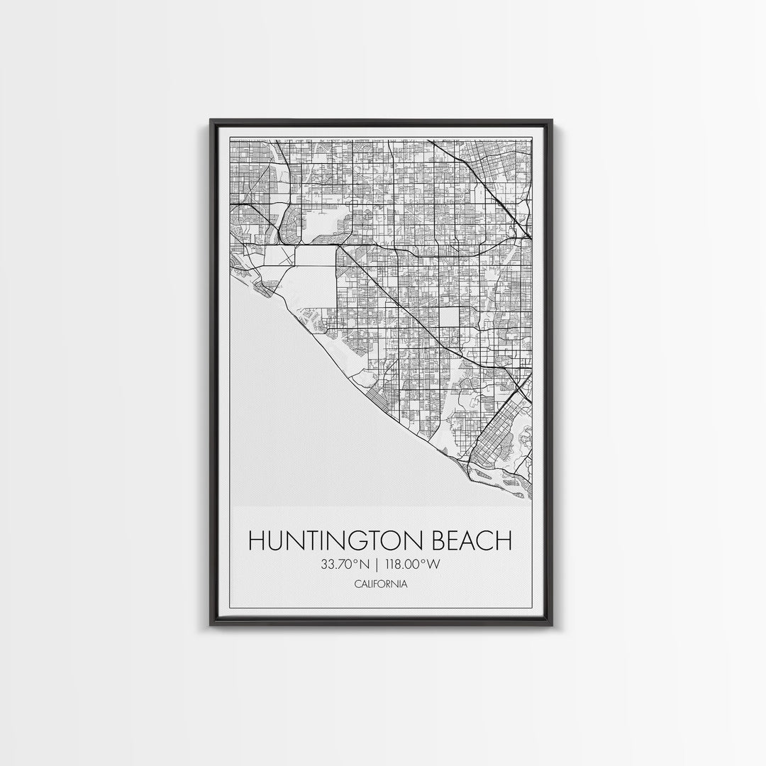 Huntington Beach Street Map, California Map, City Map Art, Minimalist Art, Wall Art, Canvas Print, Travel Print, Gift For Mom, Dorm Wall Art