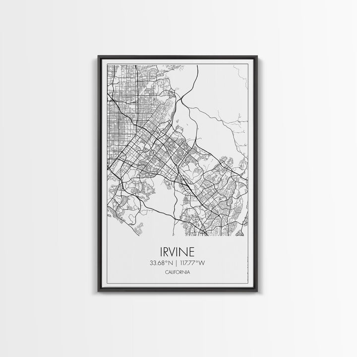 Irvine Street Map, California Map, City Map Art, Minimalist Art, Wall Art, Canvas Print, Travel Wall Print, Gift For Her, Home Office Art