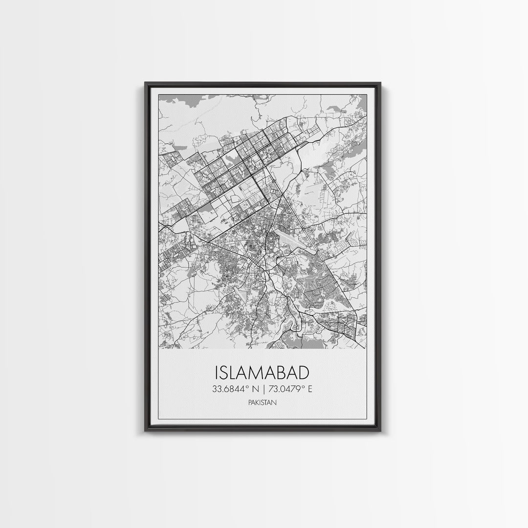 Islamabad Street Map, Pakistan Map, City Map Art, Minimalist Art, Wall Art, Canvas Print, Travel Lover Gift, Living Room Art, Travel Prints