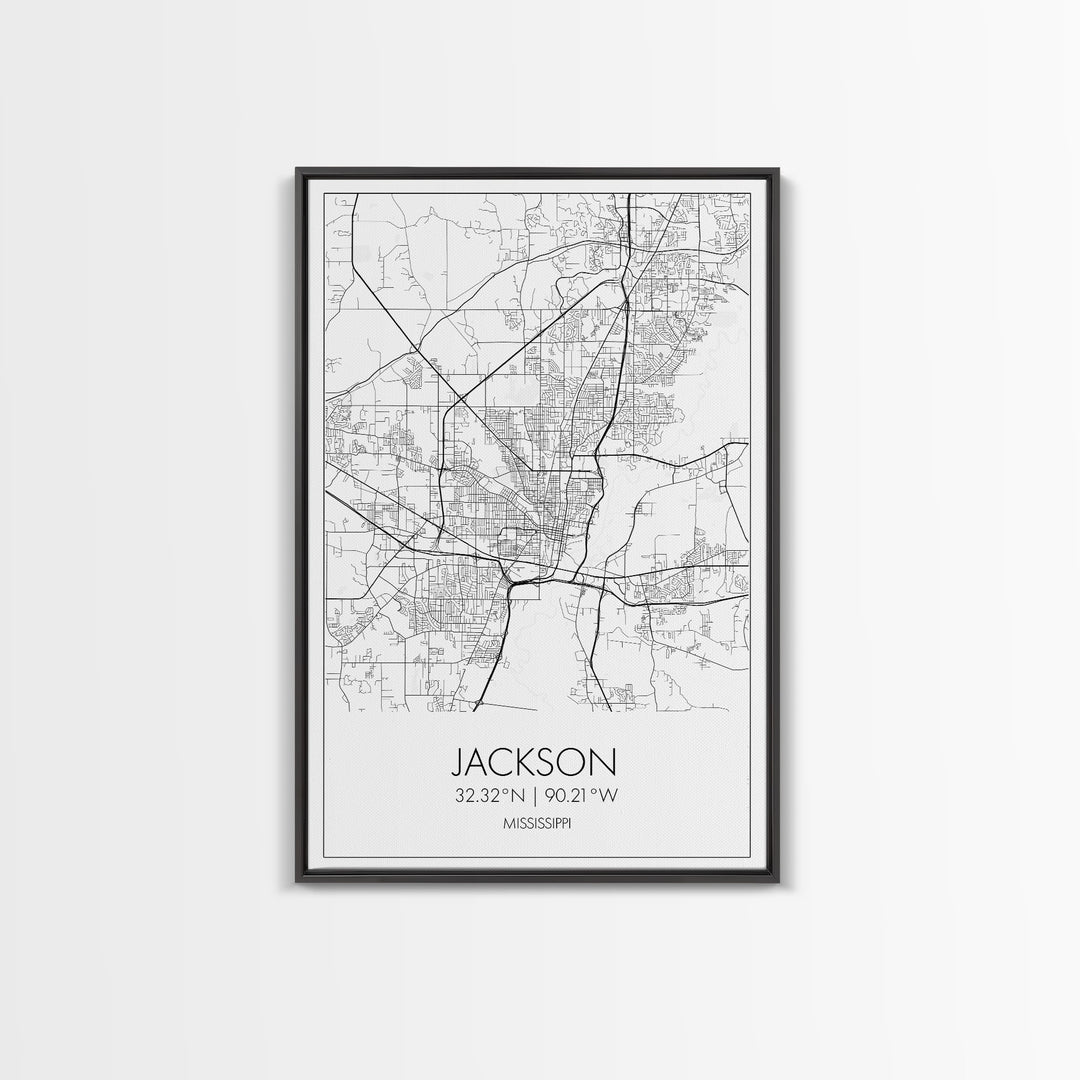 Jackson Street Map, Mississippi Map, City Map Art, Minimalist Art, Wall Art, Canvas Print, Travel Print, Farmhouse Bedroom, Wedding Gift