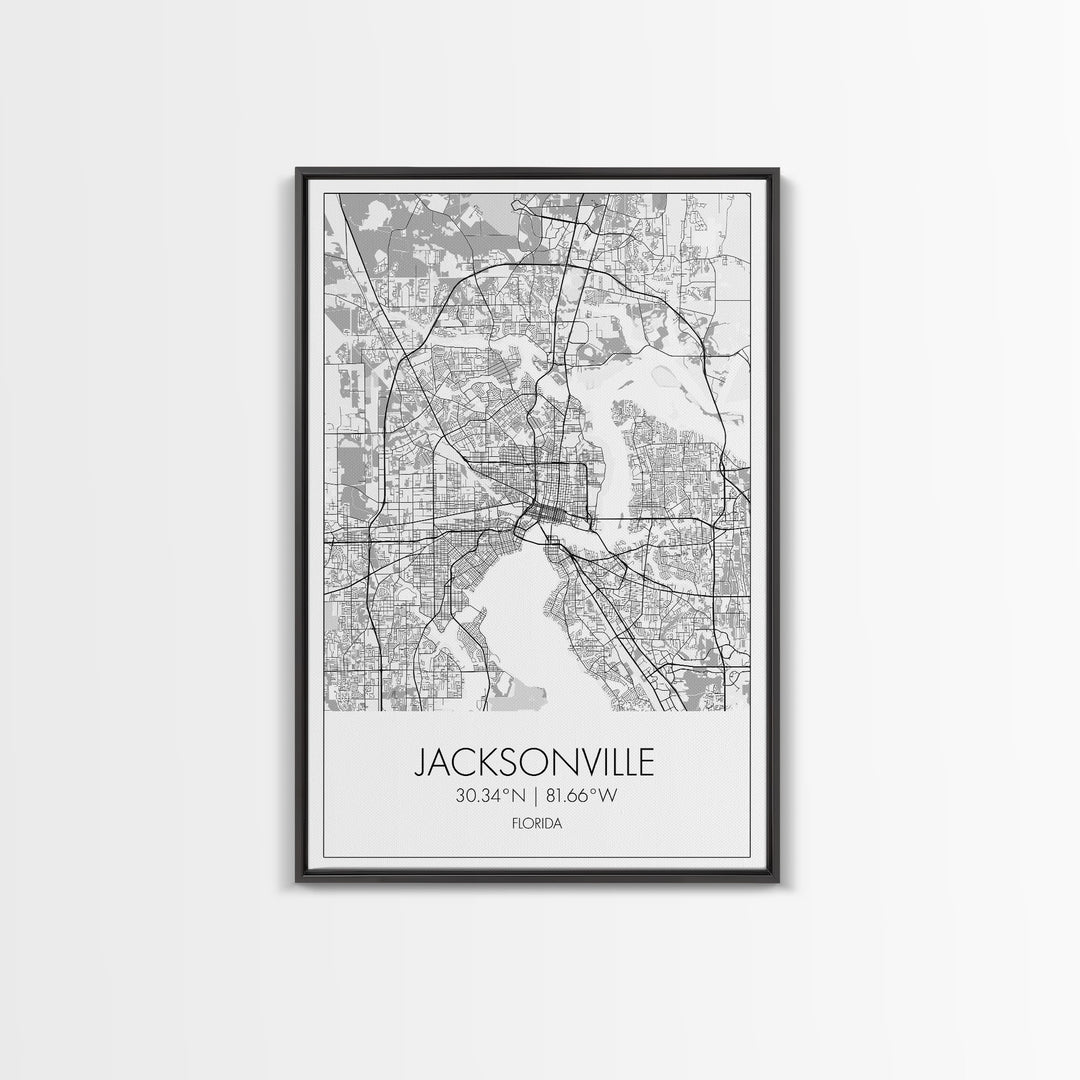 Jacksonville Street Map, Florida Map, City Map Art, Minimalist Art, Wall Art, Canvas Print, Travel Art, Home Wall Art, Travel Gifts For Men