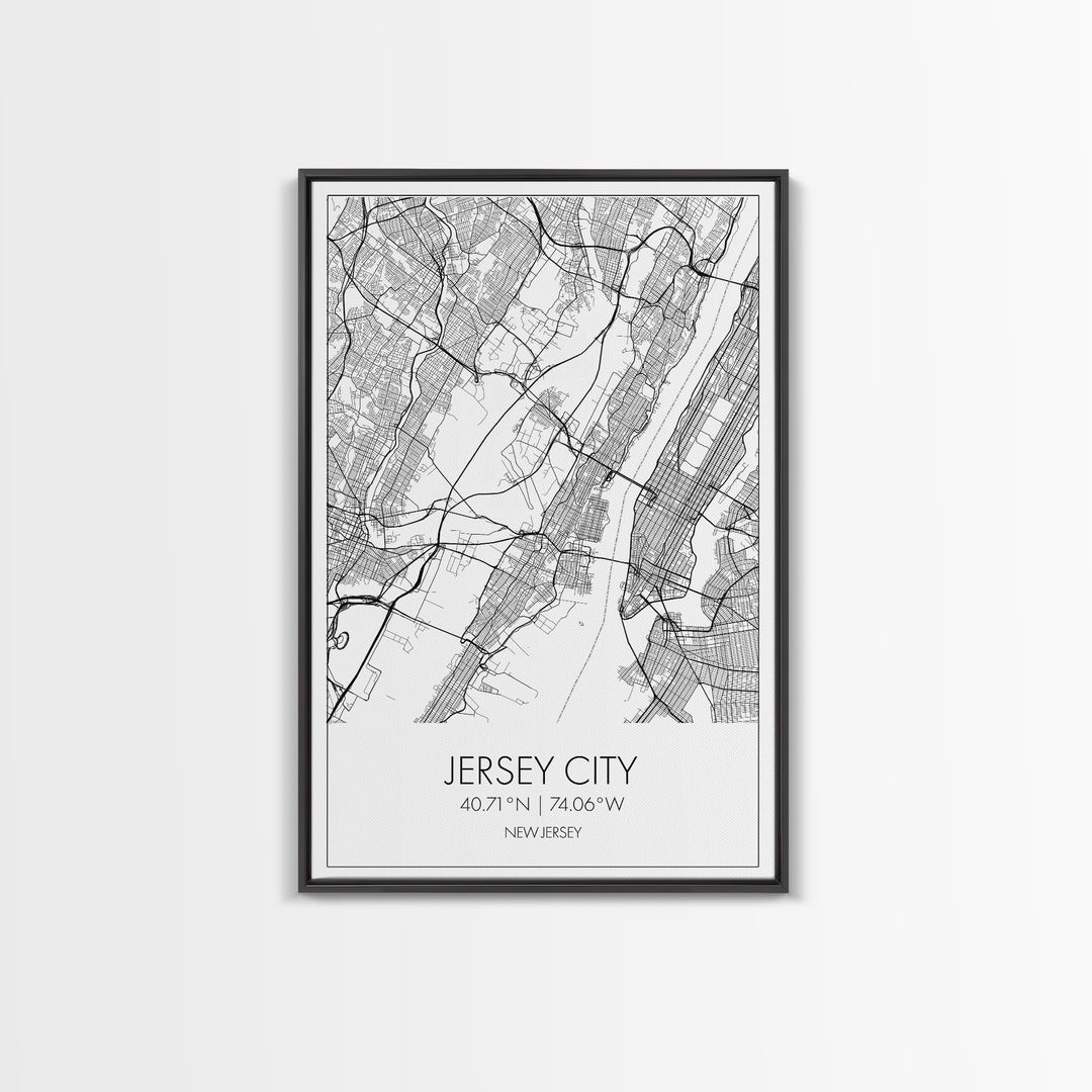 Jersey City Street Map, New Jersey Map, City Map Art, Modern Wall Art, Wall Art, Canvas Print, Bedroom Print, Travel Wall Décor, Travel Gift