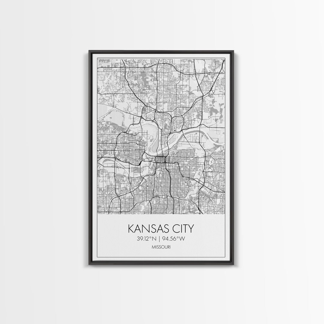 Kansas City Street Map, Missouri Map, City Map Art, Modern Wall Art, Wall Art, Canvas Print, Birthday Gift, Master Bedroom, Travel Wall Art