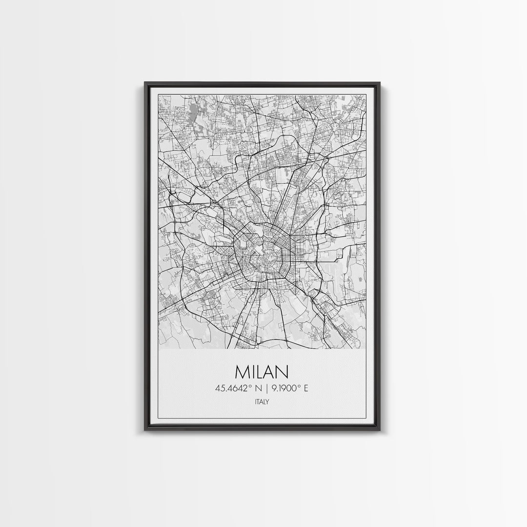 Milan Street Map, Italy Map, City Map Art, Modern Art, Wall Art, Canvas Print, Travel Print, Living Room Wall Art, Gift For Traveler