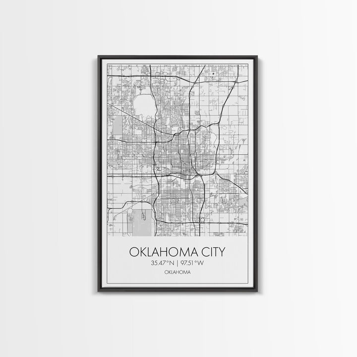 Oklahoma City Street Map, Oklahoma Map, City Map Art, Modern Art, Wall Art, Canvas Print, Bedroom Prints, Anniversary Gift, Travel Wall Art