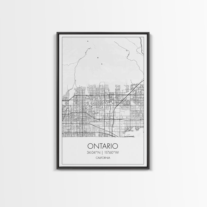 Ontario Street Map, California Map, City Map Art, Modern Art, Wall Art, Canvas Print, Bedroom Prints, Birthday Gift, Travel Wall Décor