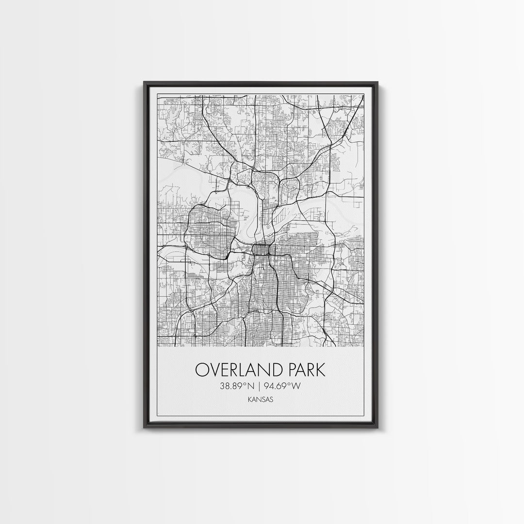 Overland Park Street Map, Kansas Map, City Map Art, Modern Art, Wall Art, Canvas Print, Gift For Her, Bedroom Wall Art, Travel Wall Décor