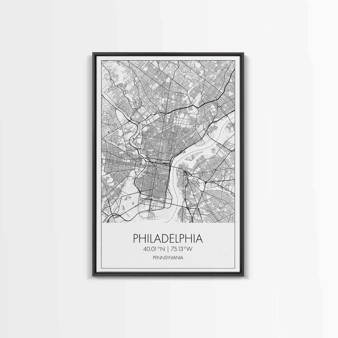 Philadelphia Street Map, Pennsylvania Map, City Map Art, Minimalist Art, Wall Art, Canvas Print, Bedroom Print, Gift For Him, Travel Print