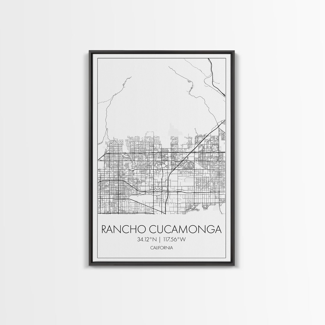 Rancho Cucamonga Street Map, California Map, City Map Art, Minimalist Art, Wall Art, Canvas Print, Office Wall Art, Bon Voyage Gift