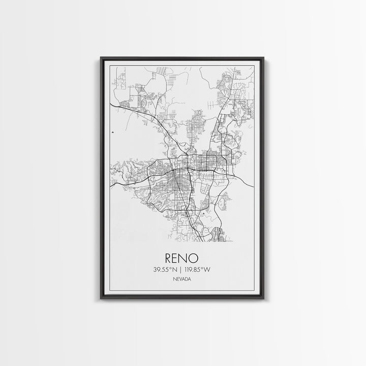 Reno Street Map, Nevada Map, City Map Art, Minimalist Art, Wall Art, Canvas Print, Girls Room Décor, Traveler Gift, Travel Art Print