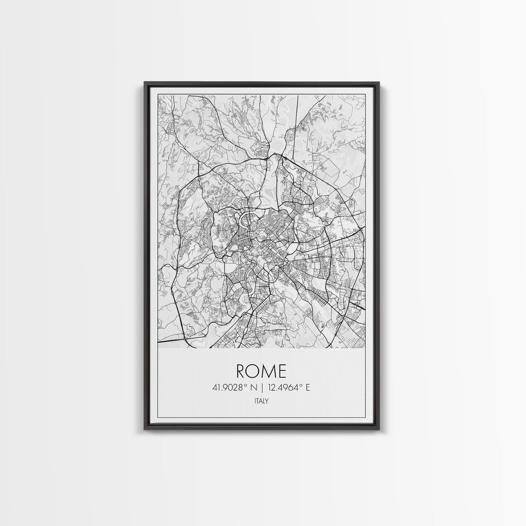 Rome Street Map, Italy Map, Europe City Map Art, Minimalist Art, Wall Art, Canvas Print, Girl Room Décor, Housewarming Gift, Travel Wall Art