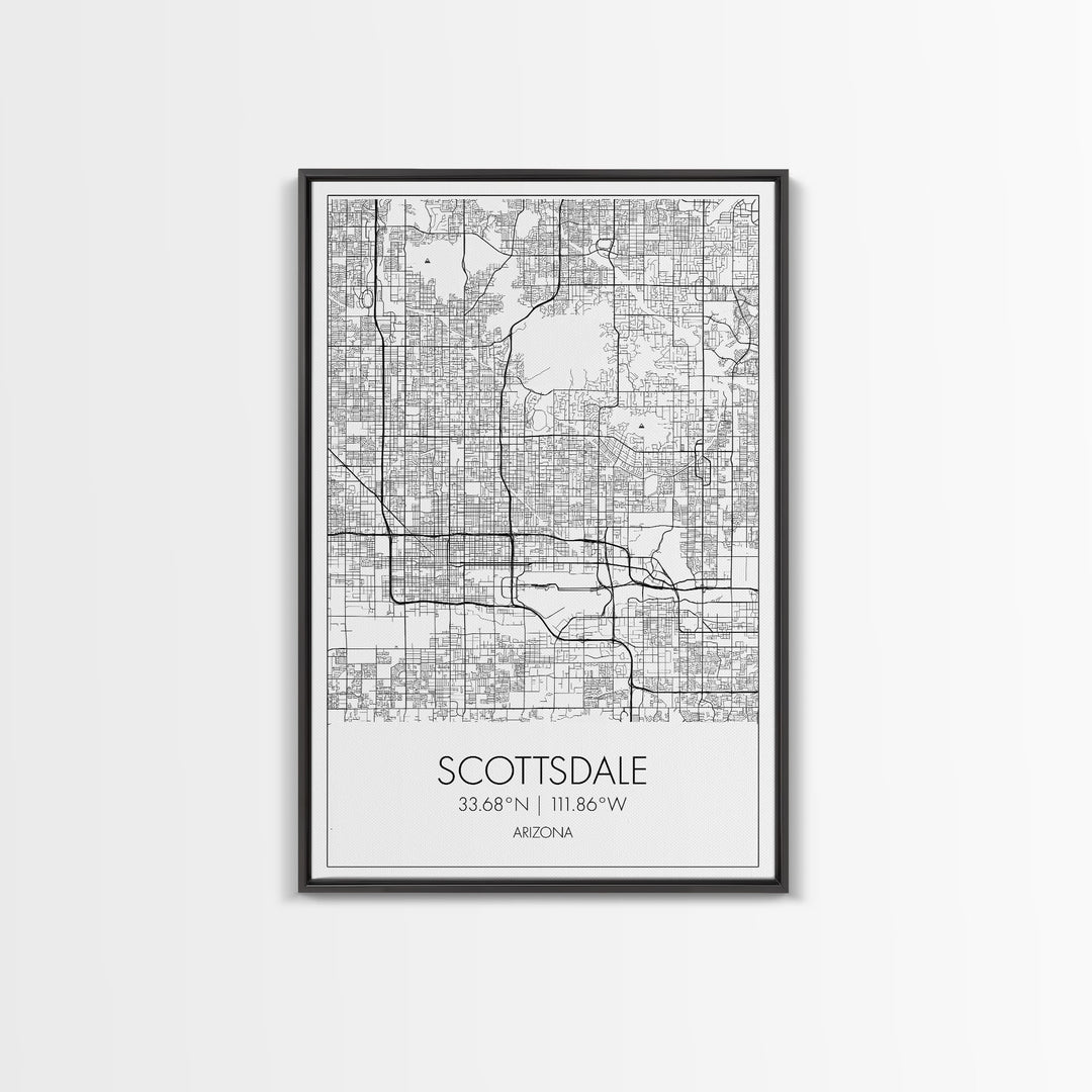 Scottsdale Street Map, Arizona Map, City Map Print, Minimalist Art, Wall Art, Canvas Print, Home Office Art, Gift For Her, Travel Wall Print