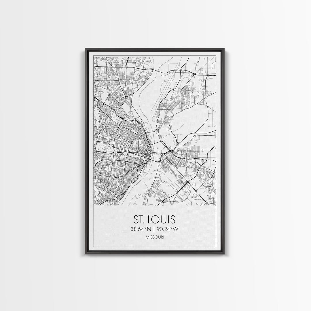 St Louis Street Map, Missouri Map, City Map Print, Modern Wall Art, Wall Art, Canvas Print, Dorm Room Décor, Travel Lover Gift, Travel Art