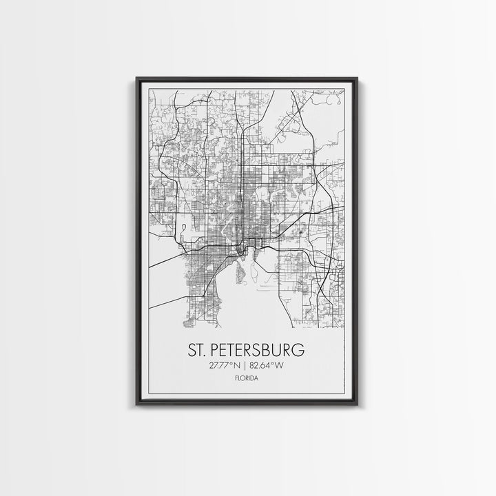 St Petersburg Street Map, Florida Map, City Map Print, Modern Wall Art, Wall Art, Canvas Print, Office Wall Art, Bon Voyage Gift, Travel Art