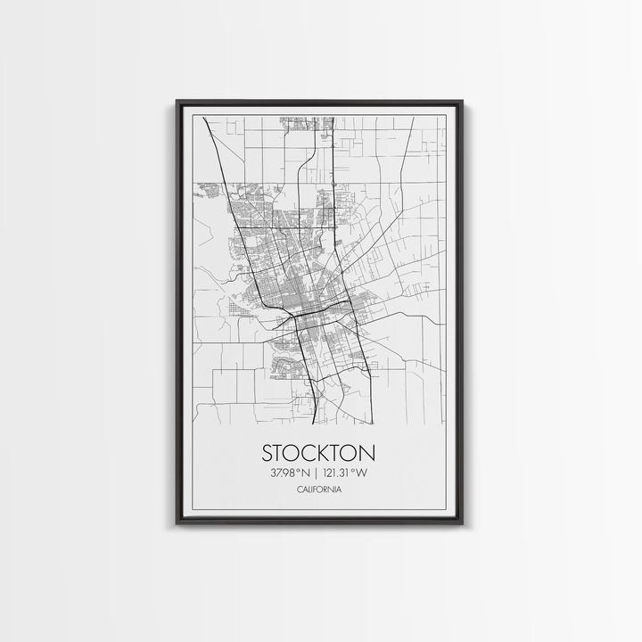 Stockton Street Map, California Map, City Map Print, Modern Wall Art, Wall Art, Canvas Print, Boyfriend Gift, Travel Wall Décor, Art Print