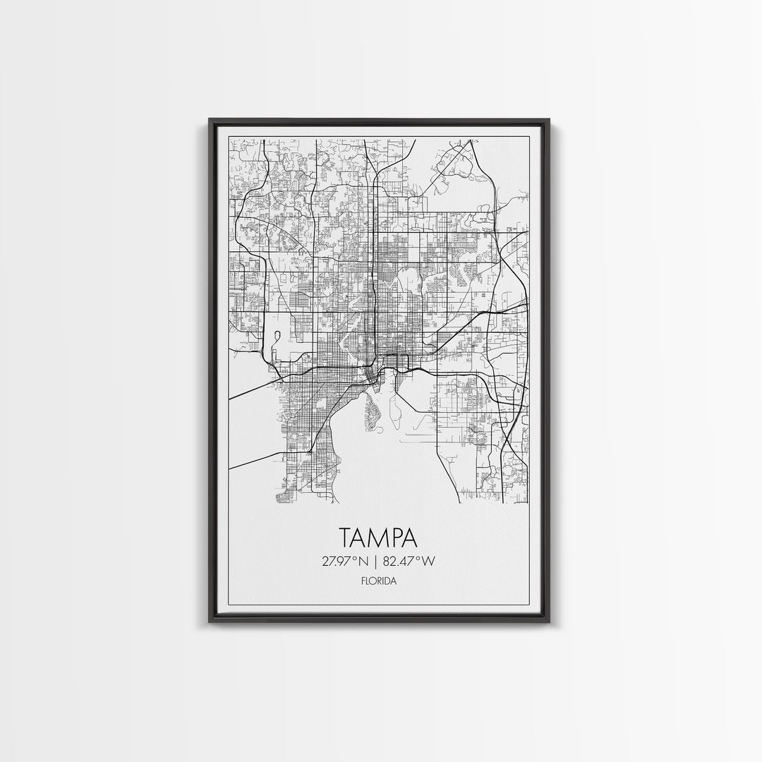 Tampa Street Map, Florida Map, City Map Print, Modern Wall Art, Wall Art, Canvas Print, Gift For Mom, Travel Wall Decor, Farmhouse Wall Art