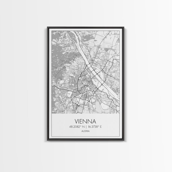 Vienna Street Map, Austria Map, City Map Print, Modern Wall Art, Wall Art, Canvas Print, Black And White, Unique Wedding Gift, Travel Art